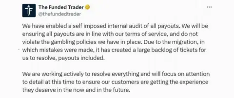 独家:自营交易公司The Funded Trader因“自我内部审计”暂停出金