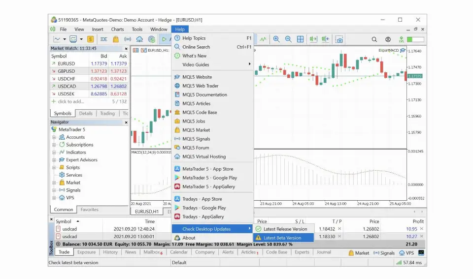 MetaQuotes 发布 MT5 Beta 3060:界面设计更新,服务移至导航器