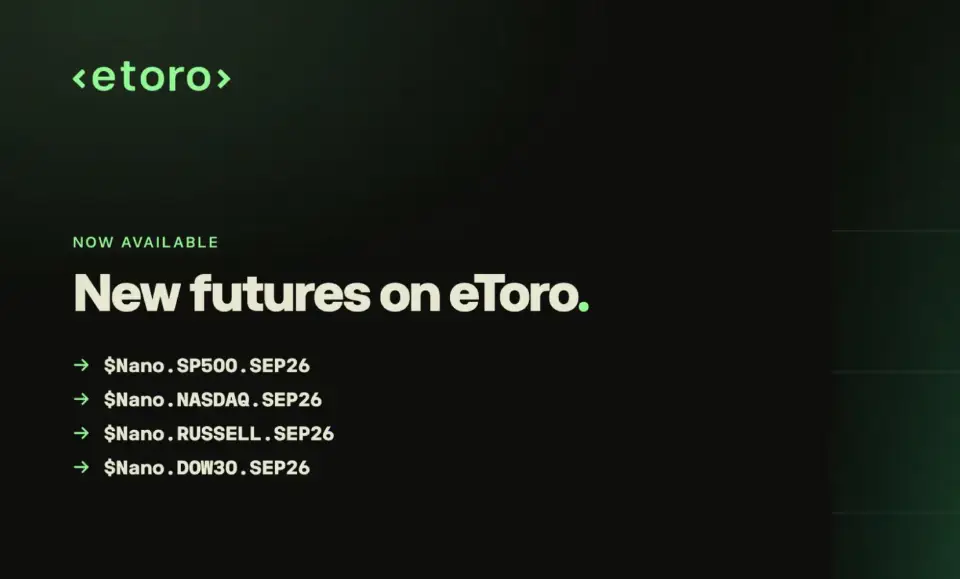 eToro 推出纳米级期货,覆盖美国四大股指