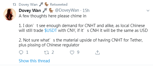 稳定币巨头 Tether 尚未确认是否发行 CNHT,便引发从业者对监管及市场需求的担忧