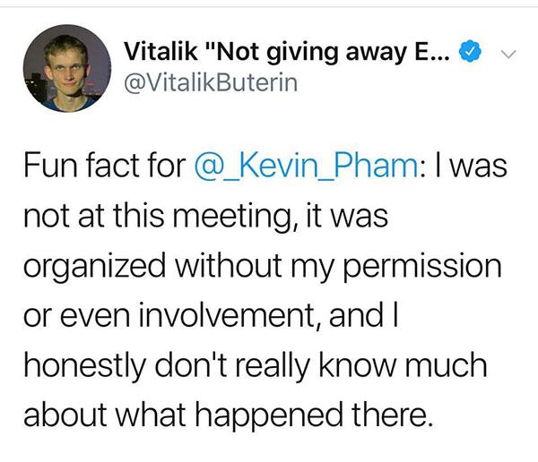 以太坊管理遭诟病，Vitalik Buterin 发推回应