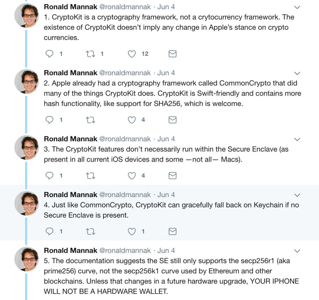苹果发布的 CryptoKit 和密码学有关，但与密码货币无关