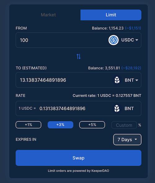 手把手教你在 Bancor 上使用限价单功能
