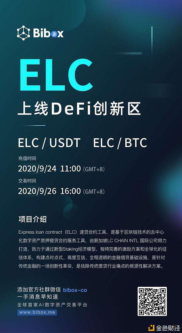 ELC速贷合约上线Bibox:打造金融借贷全生态体系