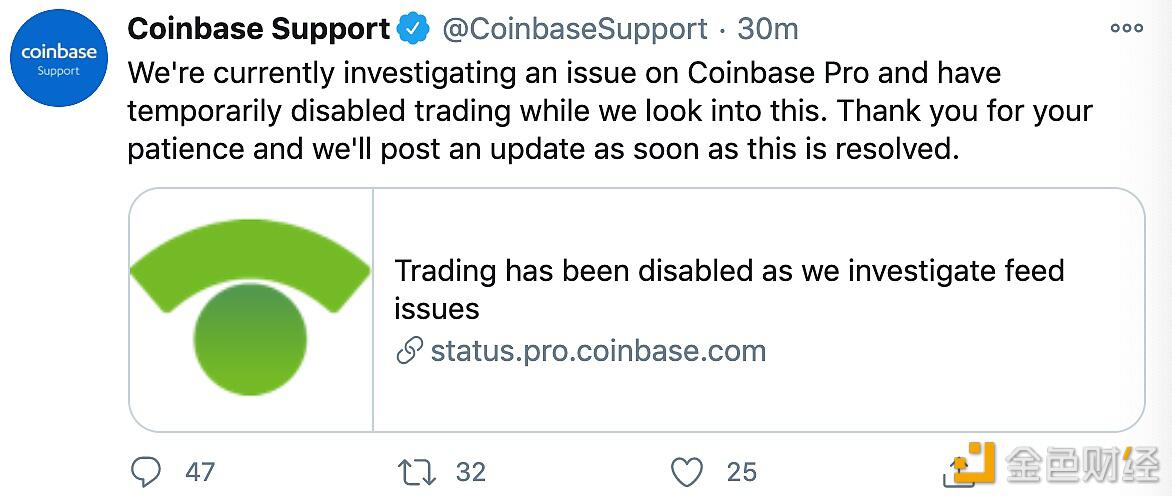 Coinbase由于feed问题再次宕机