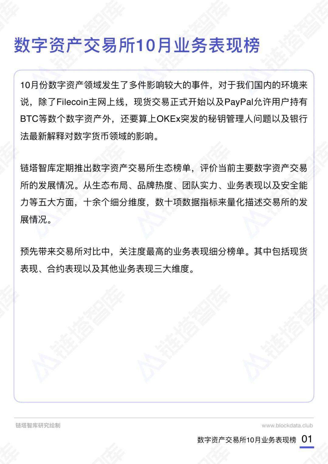 数字资产交易所10月业务表现榜