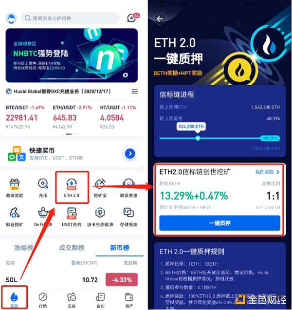 首家开放BETH交易 火币成BETH持有者最好选择