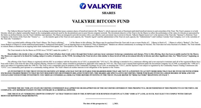 新政府新气象?Valkyrie向SEC提交比特币ETF申请