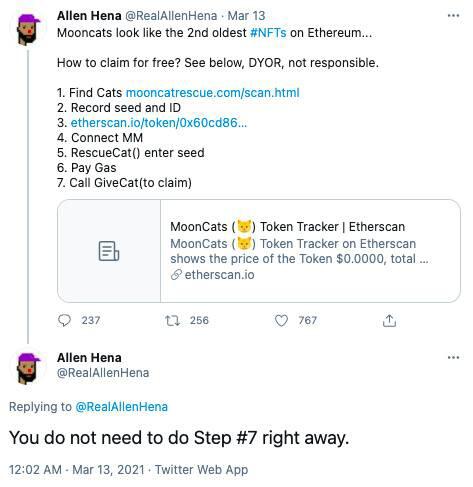 疯狂爱好者“考古”掘金,NFT项目MoonCats翻红