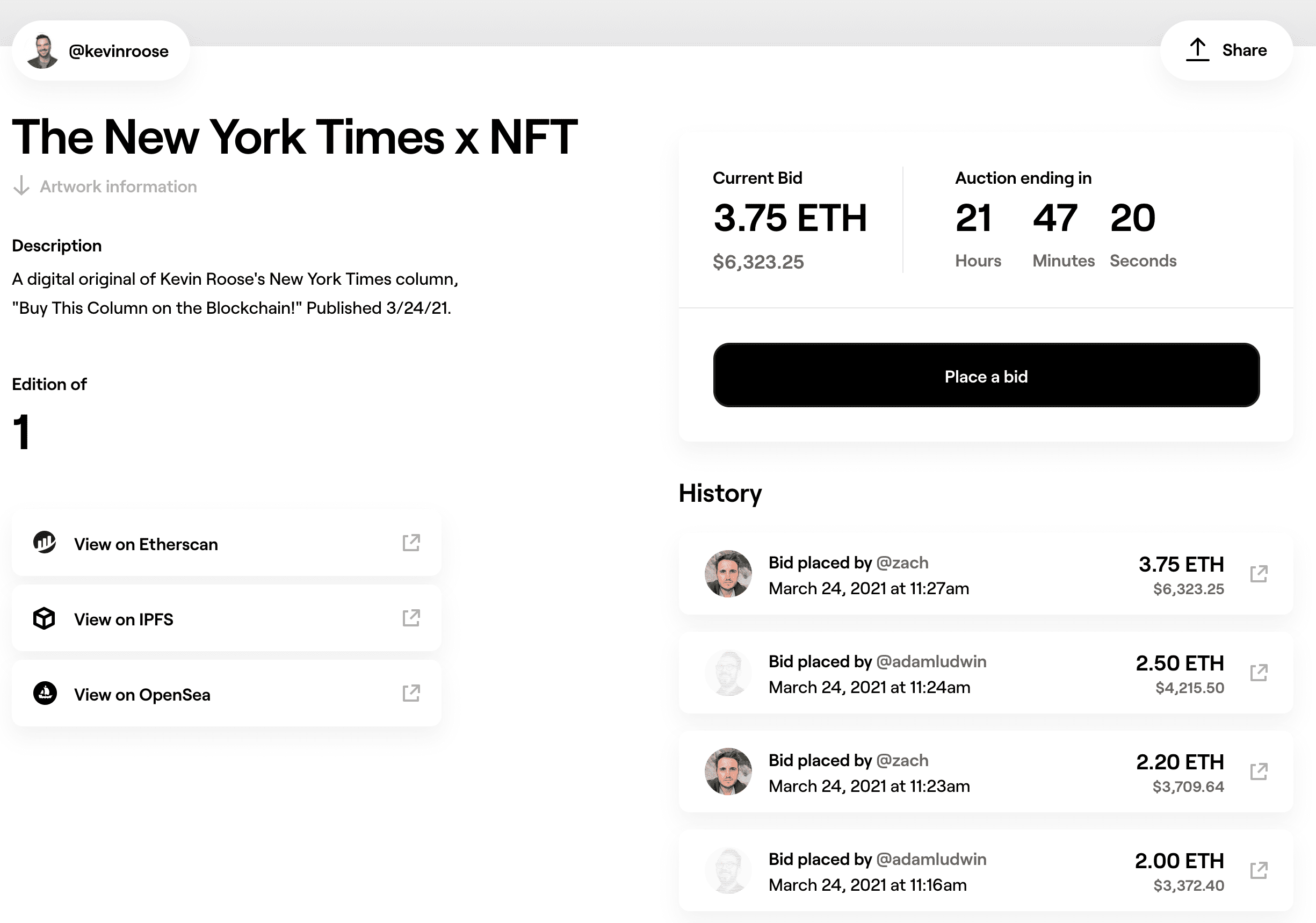 NFT走向新闻业!纽约时报专栏作家正在拍卖文章NFT