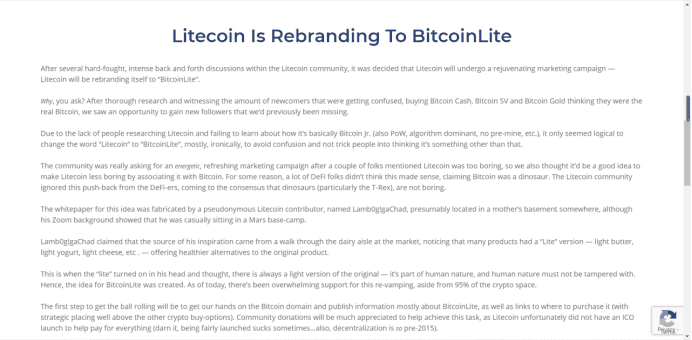 惊喜还是惊吓?莱特币“改名”BitcoinLite