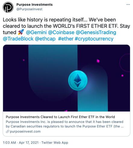 三只以太坊ETF将在多伦多证券交易所开启交易