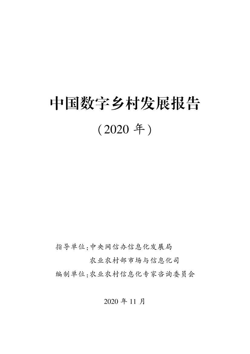 《中国数字乡村发展报告(2020年)》发布