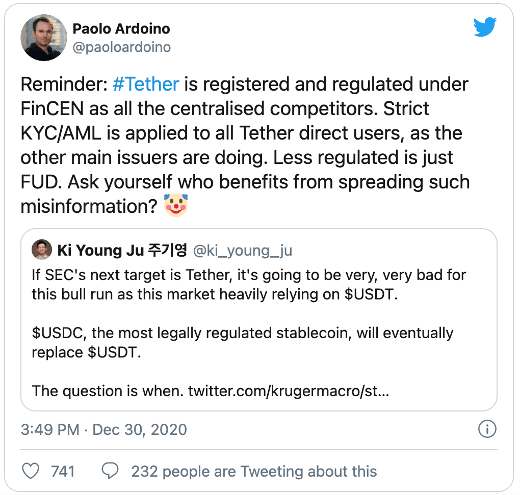 当Tether说它“受监管”时,它说的究竟是什么?