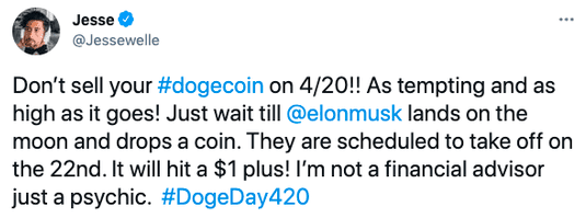 #DogeDay420#冲上推特热搜,狗狗币明日能否突破1美元?