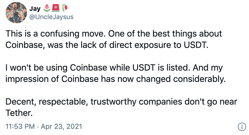 从Coinbase二度推迟USDT交易,可以看到什么?