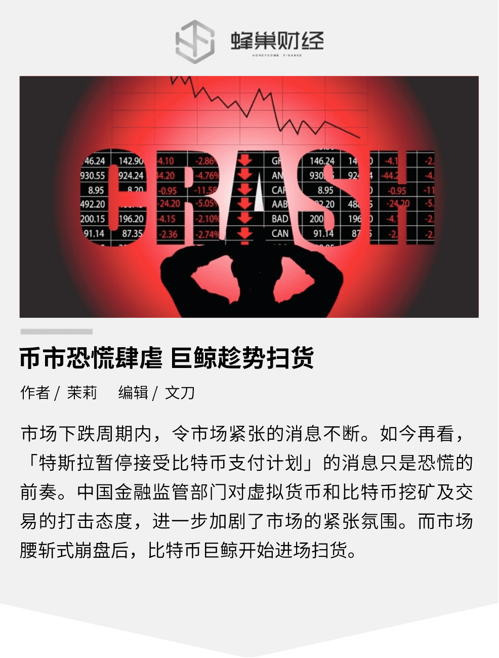 币市恐慌肆虐 巨鲸趁势扫货?