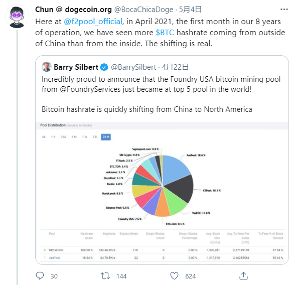 比特币哈希算力正从中国向北美转移