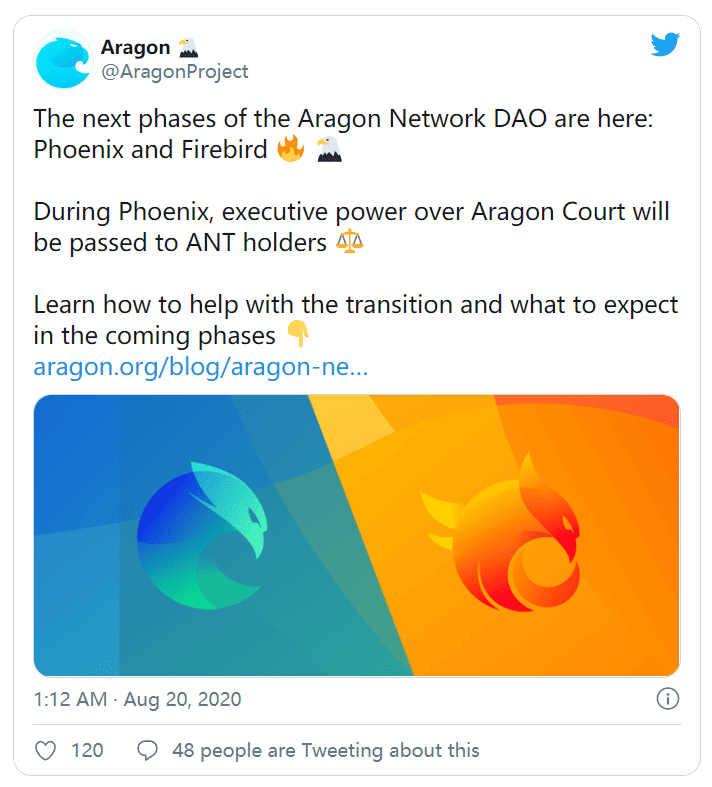 Aragon通过DeFi启动“凤凰”升级,将协议控制权移交给社区