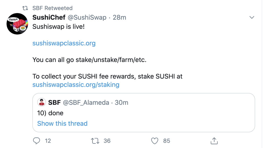 SUSHI迁移成功,捕获9亿美金,滑点低过Uniswap