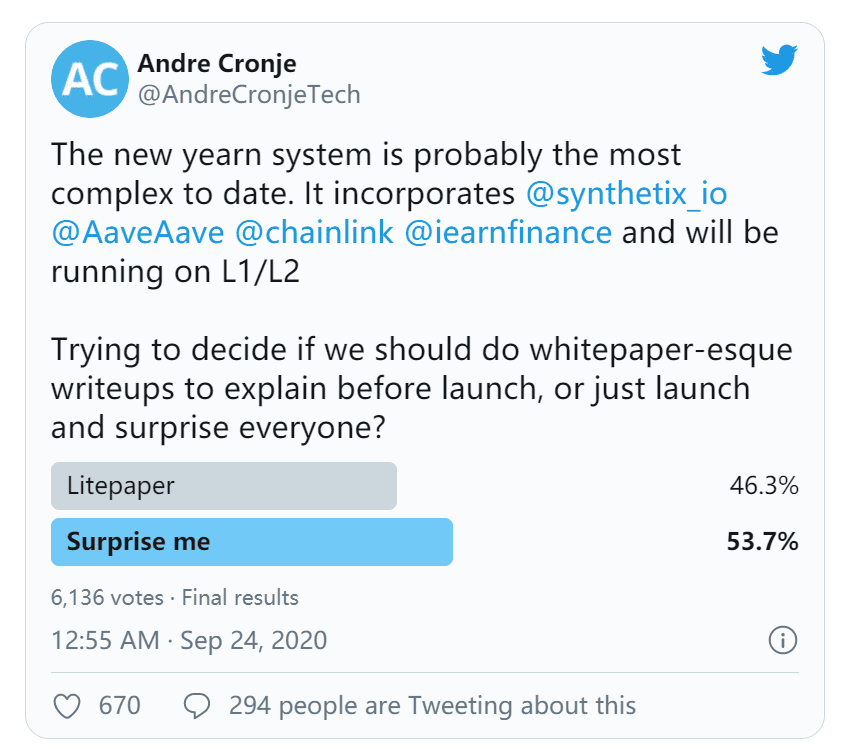 Yearn 创始人最终决定不退出 DeFi