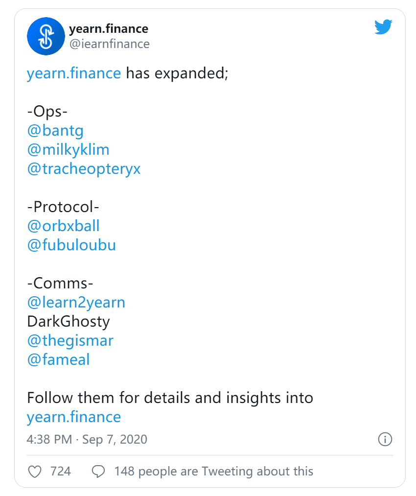 Yearn 创始人最终决定不退出 DeFi