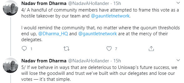 Uniswap一号治理提案未通过,终险象环生