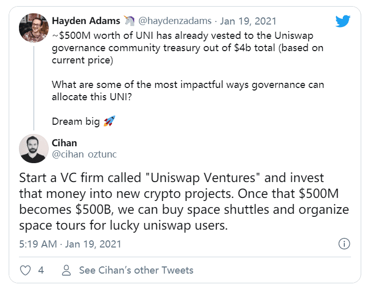 5亿美元的社区治理资金该怎么花?Uniswap创始人在线求解