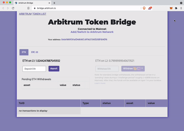 手把手教你玩轉以太坊擴容網絡 Arbitrum 跨鏈橋