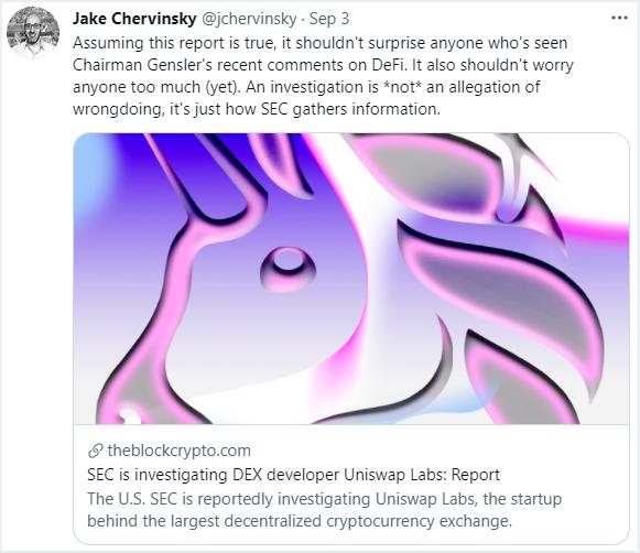 美 SEC 調查 Uniswap Labs,「狂野西部」將迎來監管新時代?